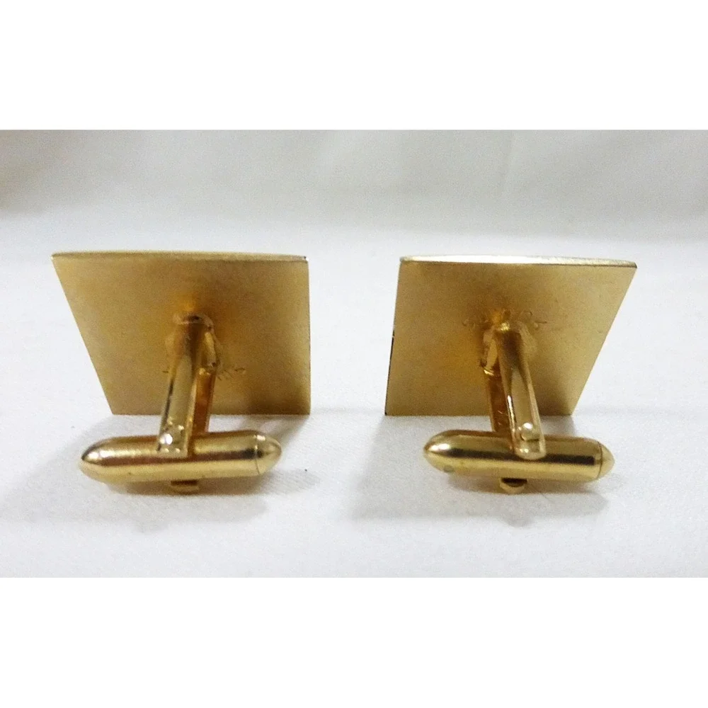 Vintage swank man cufflink square gold‎ tone beehive